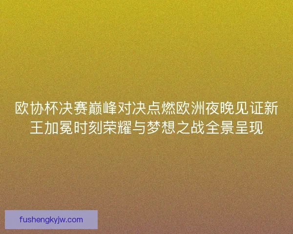 欧协杯决赛巅峰对决点燃欧洲夜晚见证新王加冕时刻荣耀与梦想之战全景呈现
